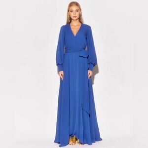 Meghan Los Angeles Royal Blue Long Sleeve Wrap Dress Size XXXL